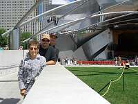 Mom, Scott and Dad at the outdoor sound stage, Chicago, Il.